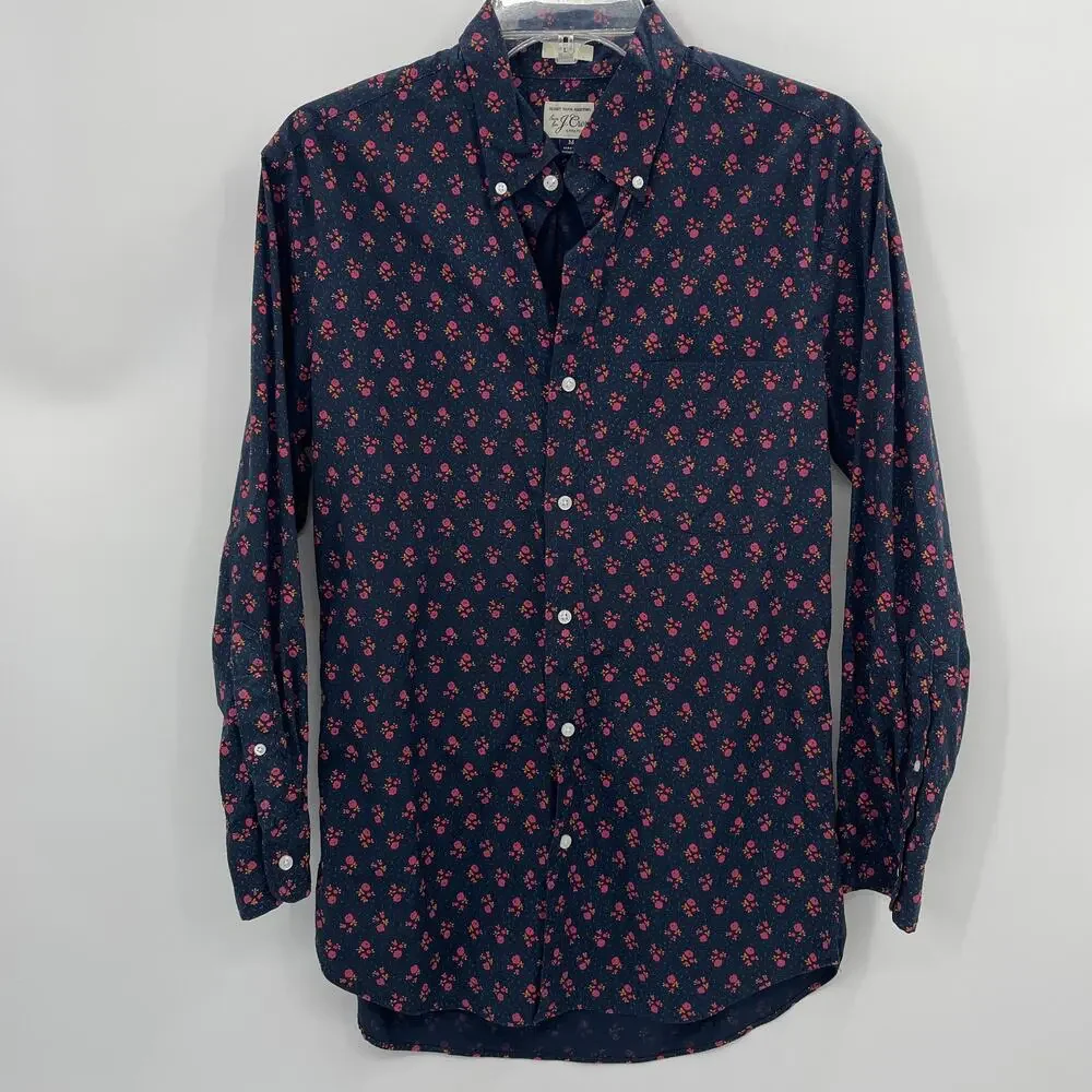 J. CREW Vintage Floral Long Sleeve Button Down Shirt Size M Slim Stretch Secret